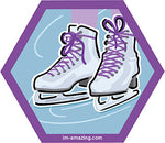 two figure skates on ice on hexagon magnet, I'm amazing magnetic personality
