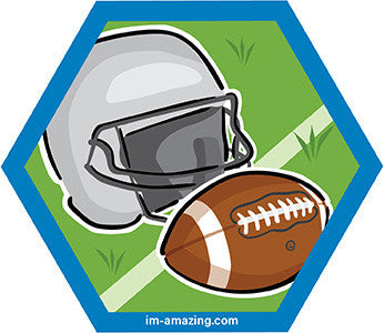 football and helmet on hexagon magnet, I'm amazing magnetic personality