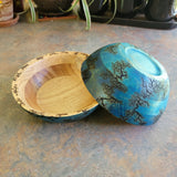 7" blue segmented bowl with curved rim