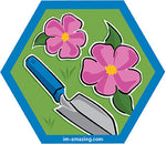 pink wild rose flowers with trowel on hexagon magnet, I'm amazing magnetic personality