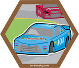 Blue stock car racing on NASCAR track