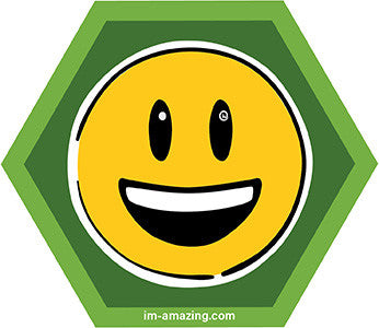 smiley face emoji on hexagon magnet