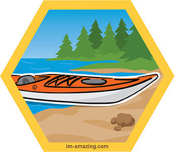 kayak on beach on hexagon magnet, I'm amazing magnetic personality