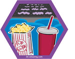 box of popcorn and soda pop drink in movie theater playing Star Wars on hexagon magnet