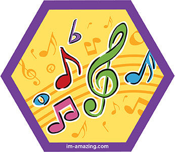 music notes on hexagon magnet