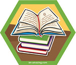 stack of books on hexagon magnet