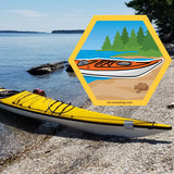 kayak on beach on hexagon magnet